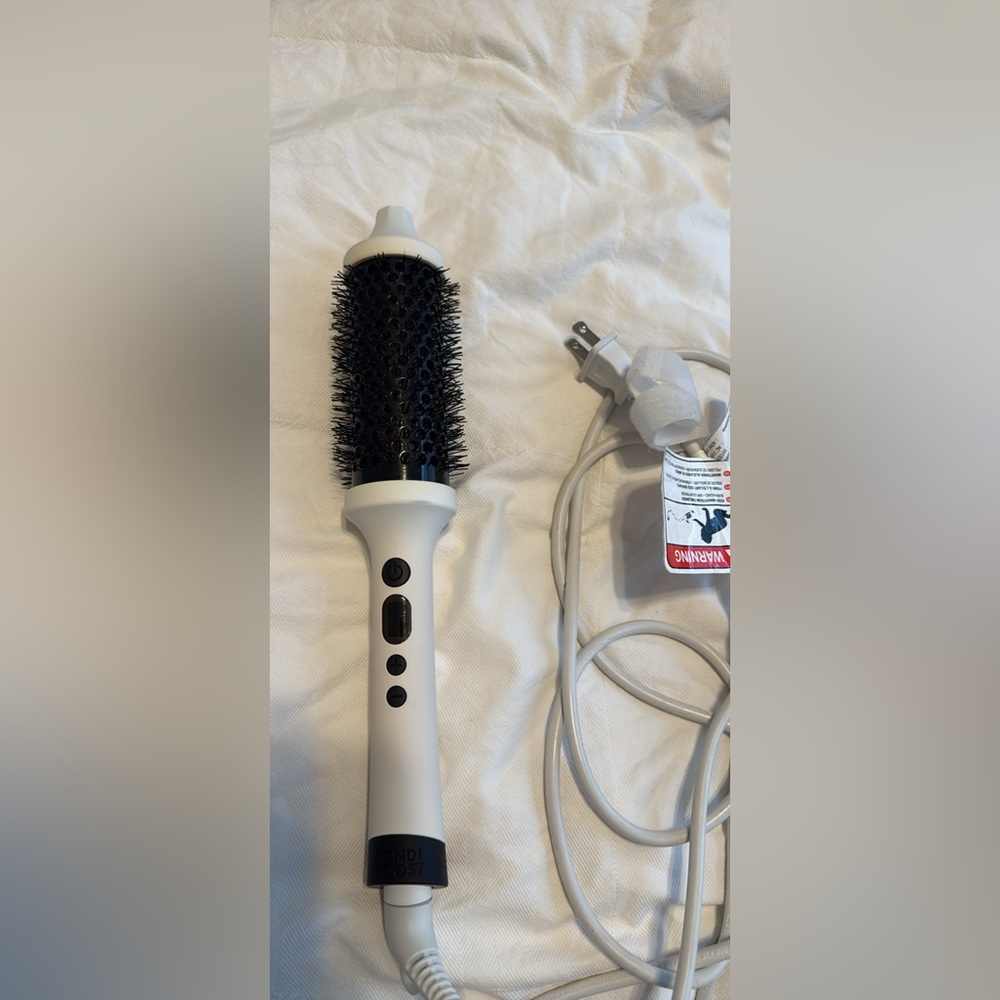 White Hair Styling Brush with Black Bristles